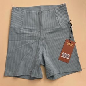 Girlfriend Collective Mist Blue RIB High-Rise Run Short XS NWT
